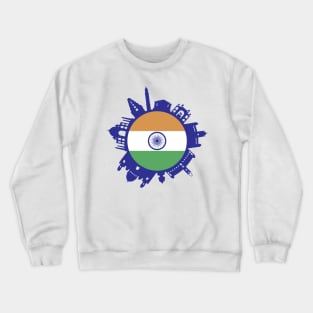 India Skyline India Flag Delhi Mumbai Chennai Kolkata Crewneck Sweatshirt